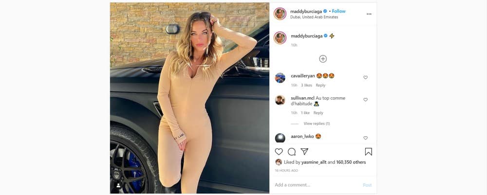 Maddy Burciaga hyper sexy en combinaison moulante sur Instagram !